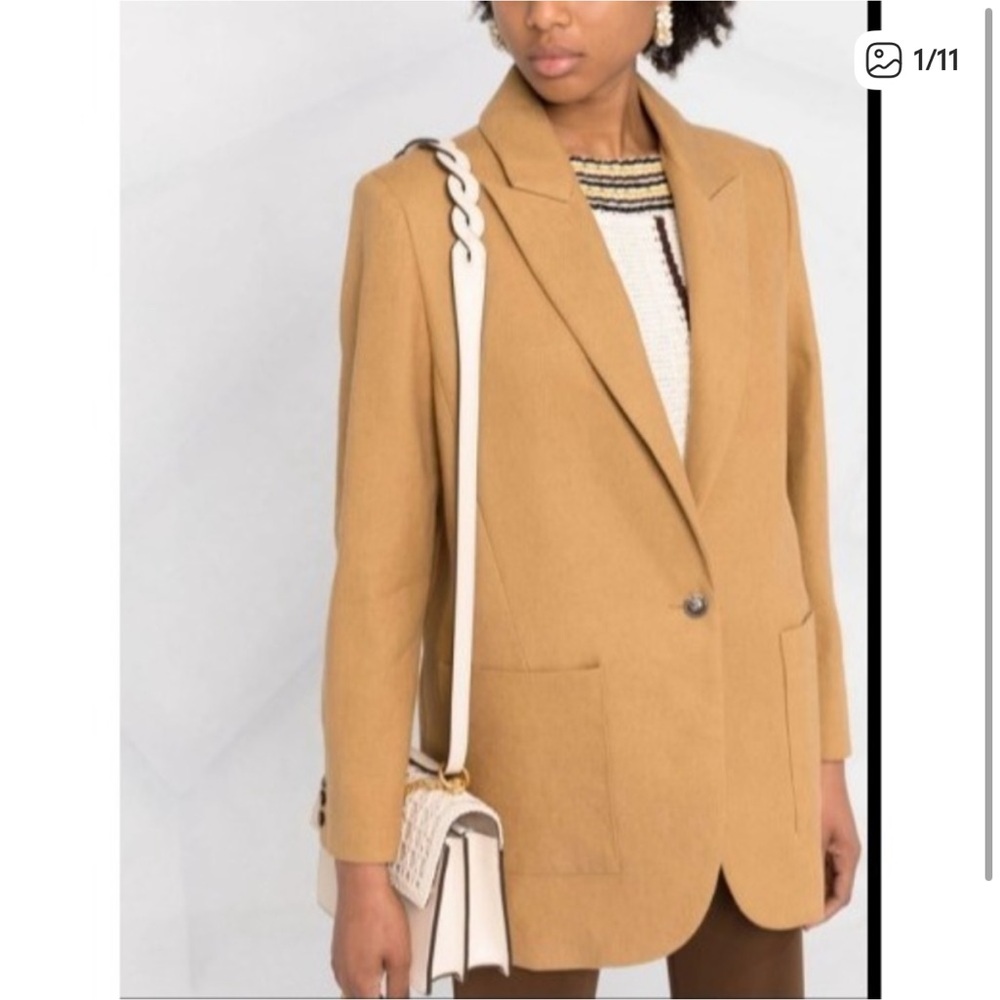 NWT BA&SHJaiko Camel Linen-Blend Blazer